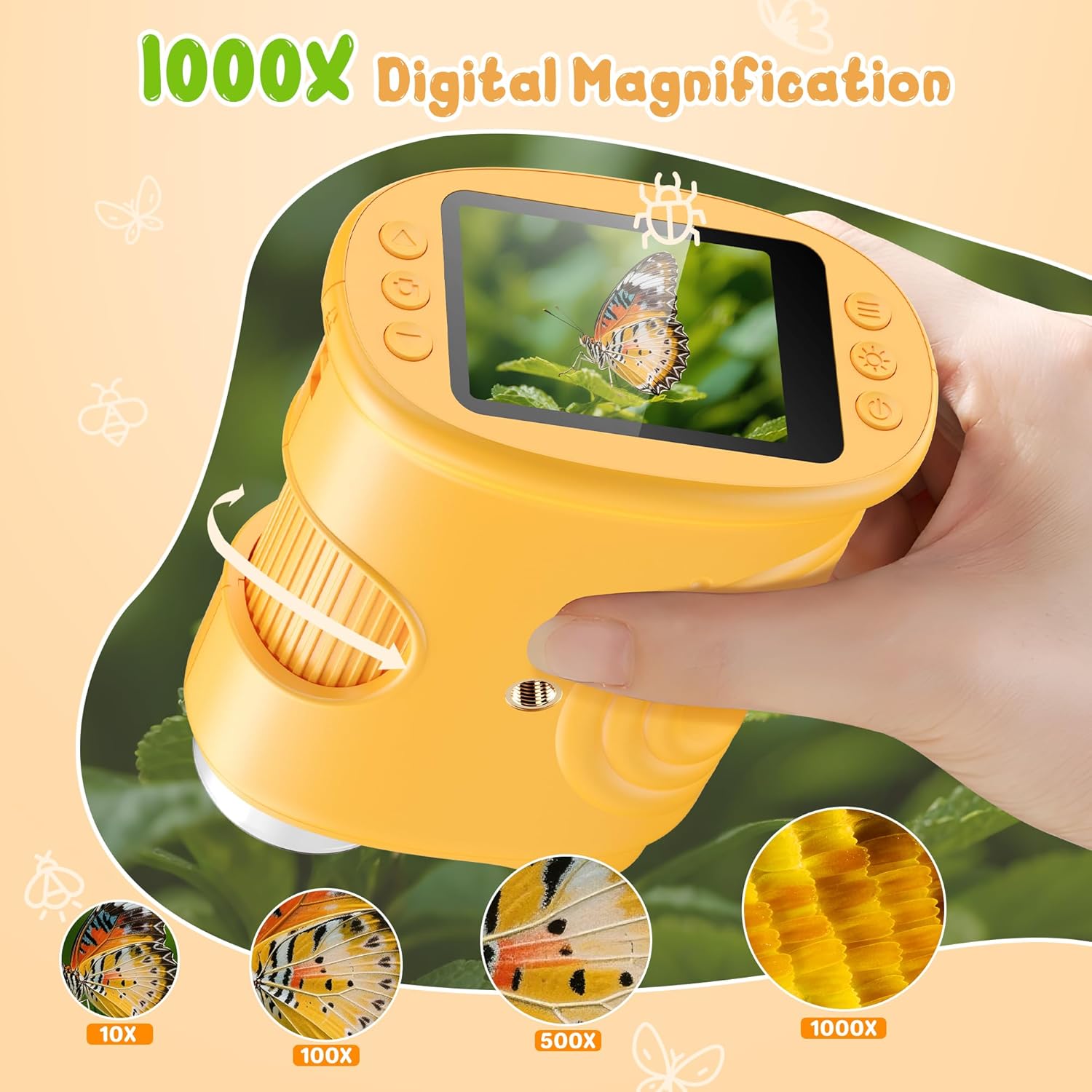 Microscope Kids Science - 어린이를 위한 1000배율 휴대용 디지털 현미경