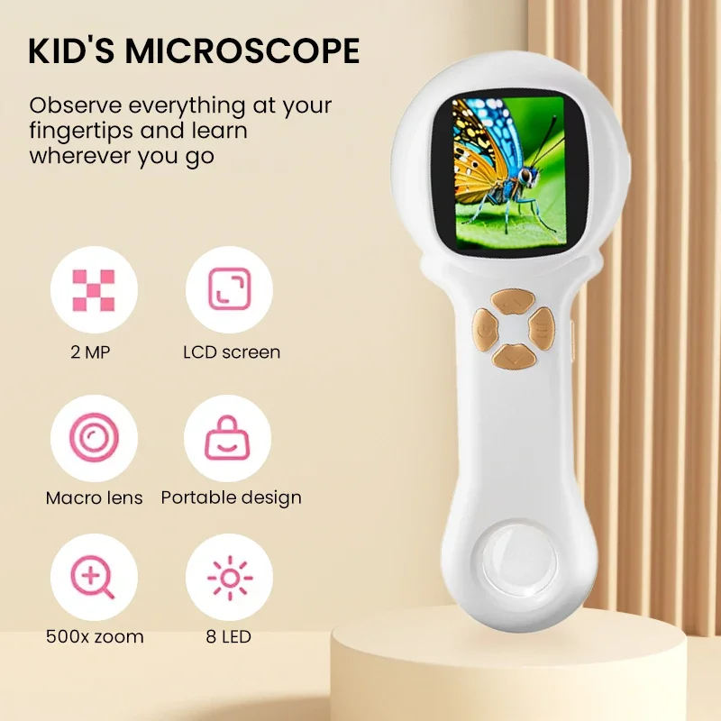 Microscope Kids Science - 500X 휴대용 현미경 생물 과학 어린이