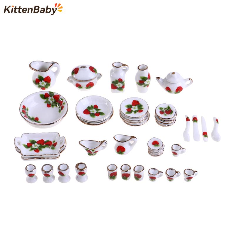 Dollhouse Furniture Set - 1:12 미니어처 인형 집 꽃 패턴