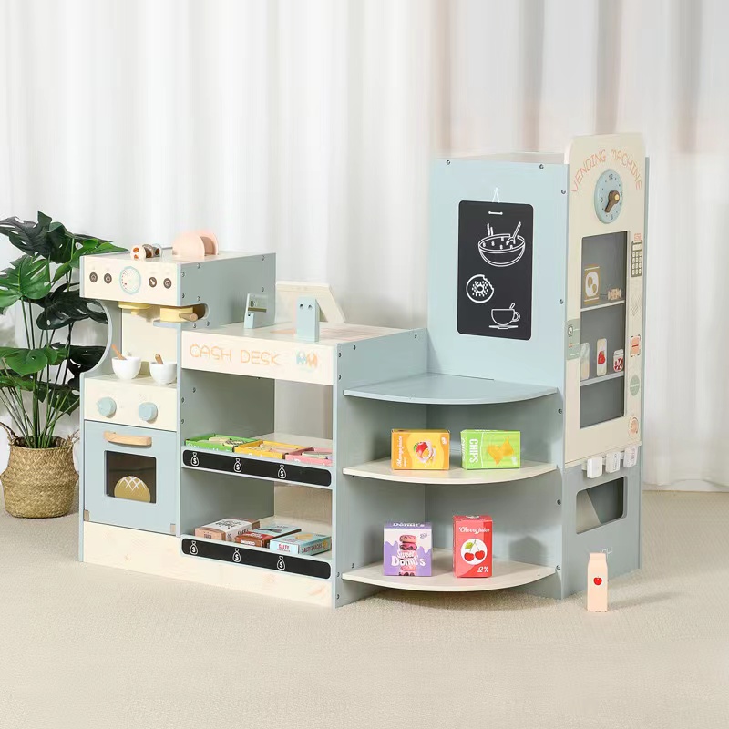 어린이용 나무로 만든 식료품점 놀이 세트, 계산대와 커 - Kids Toys In Store 리뷰 및 가격