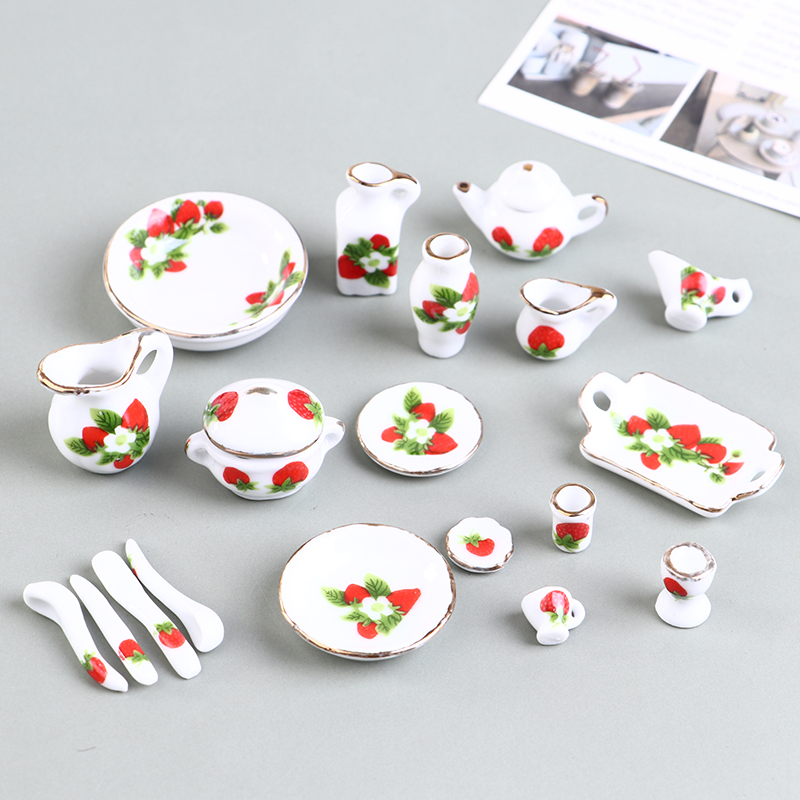 1:12 미니어처 인형 집 꽃 패턴 도자기, 커피 차  - Dollhouse Furniture Set 리뷰 및 가격