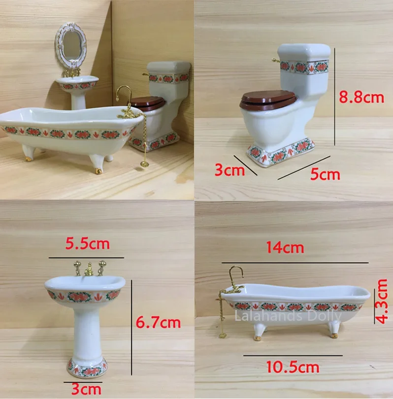 4 개/대 인형 집 미니 욕실 세트 모델 완구 인형 집 - Dollhouse Furniture Set 리뷰 및 가격